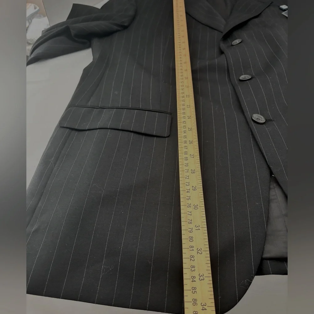 NEW CHAPS by RALPH LAUREN BLACK 100% WOOL BLAZER CLASSIC STYLE LINED SZ 44 L